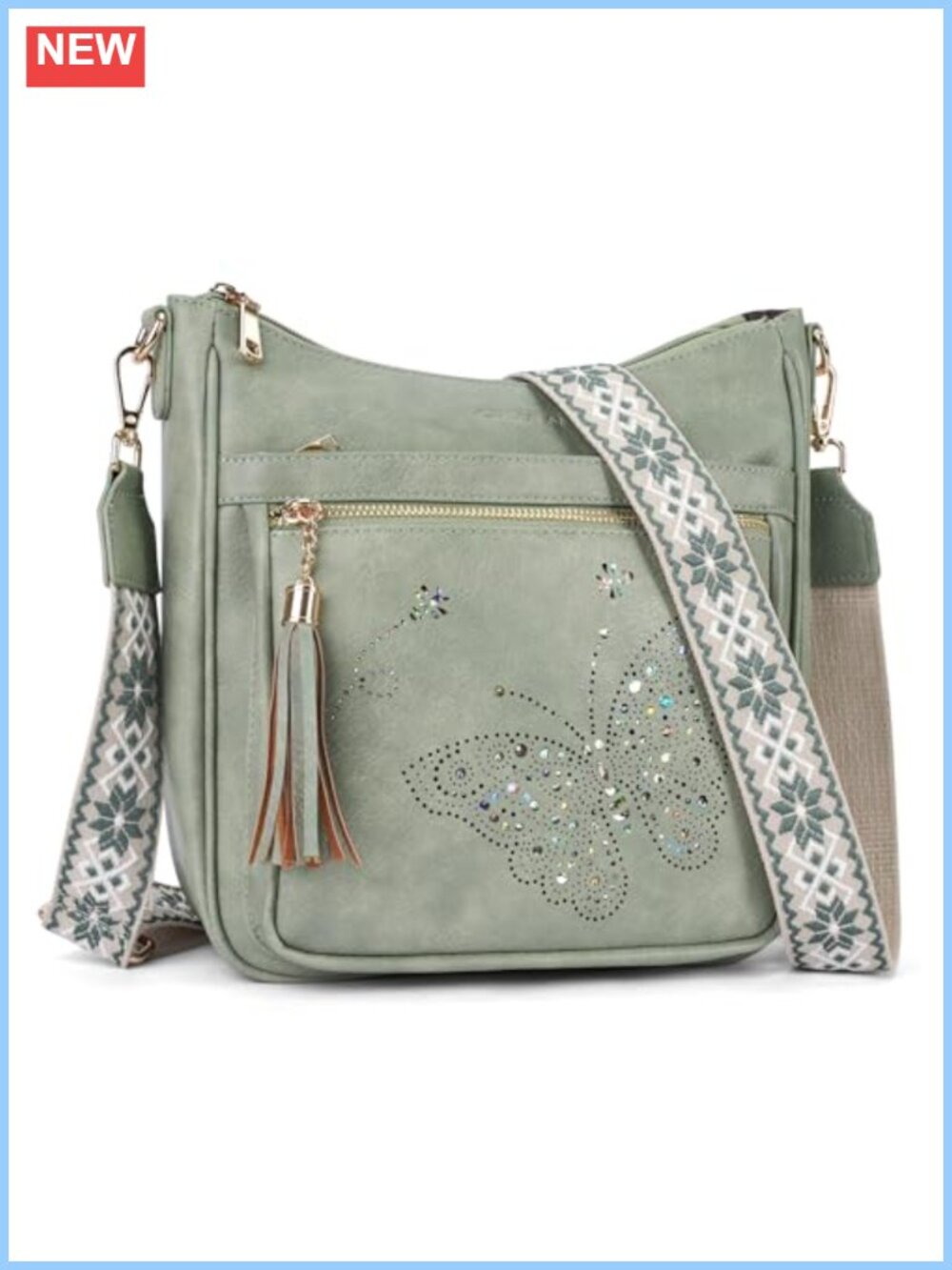 Butterfly Crossbody Bag for Women Vegan Leather Shoulder Handbag Tassel